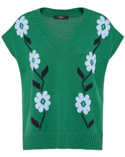 Weekend by Maxmara Austria Embroidered Cotton Blend Vest - Green