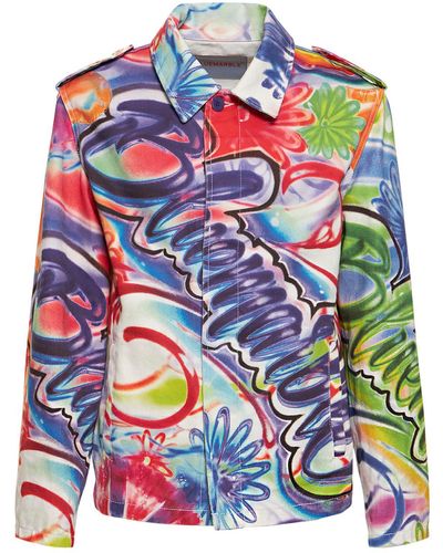 Bluemarble Airbrush Print Cotton Over-Shirt - Multicolor