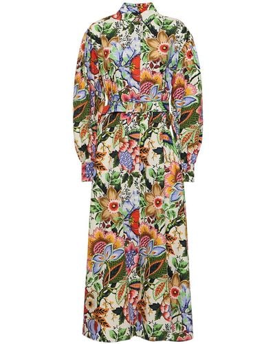 Etro Printed Cotton Belted Midi Shirt Dress - Multicolor