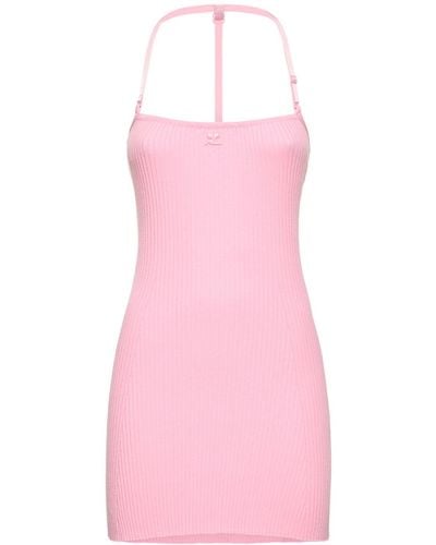 Courreges Strap Rib Knit Mini Dress - Pink