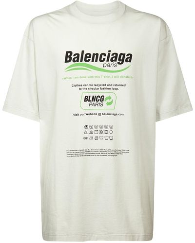 Balenciaga T-shirt In Cotone Con Logo - Verde
