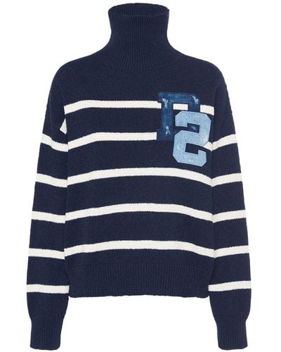 DSquared² Sweater Aus Baumwollmischung Mit Streifen - Blau