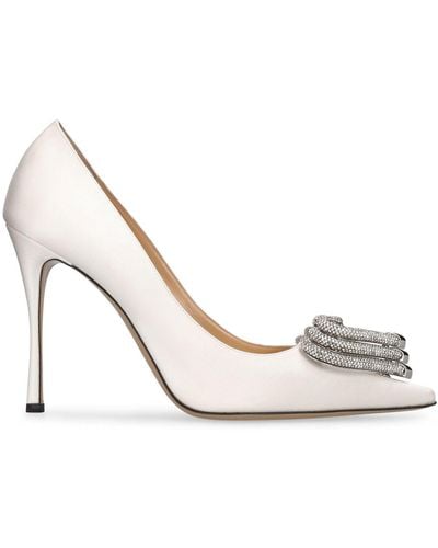Mach & Mach 110Mm Triple Heart Satin Court Shoes - White