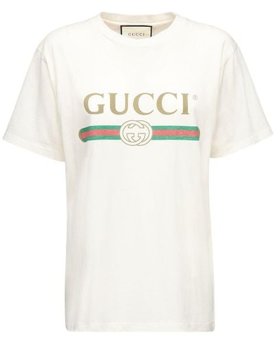 Gucci T-shirt Oversize Con Logo - Bianco
