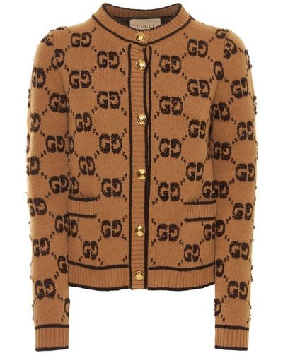 Gucci Cardigan in lana - Marrone