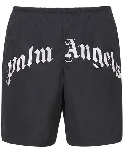 Palm Angels Badeshorts Aus Nylon Mit Logo - Schwarz