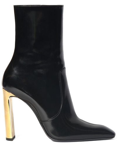 Saint Laurent 105Mm Auteuil Leather Ankle Boots - Black