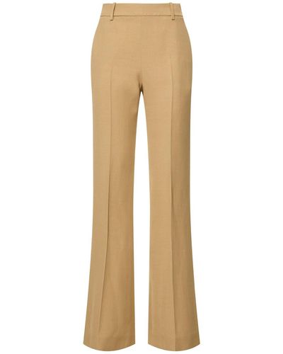 Ermanno Scervino High Rise Viscose Crepe Straight Trousers - Natural