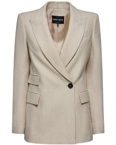 Giorgio Armani Drill Linen & Wool Jacket - Grey
