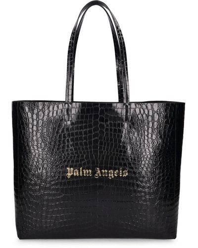 Palm Angels Bolso shopper con efecto de piel de cocodrilo - Negro