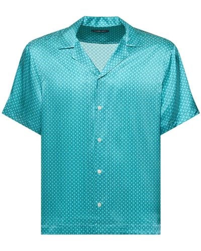 Frescobol Carioca Roberto Star Print Silk Shirt - Blue