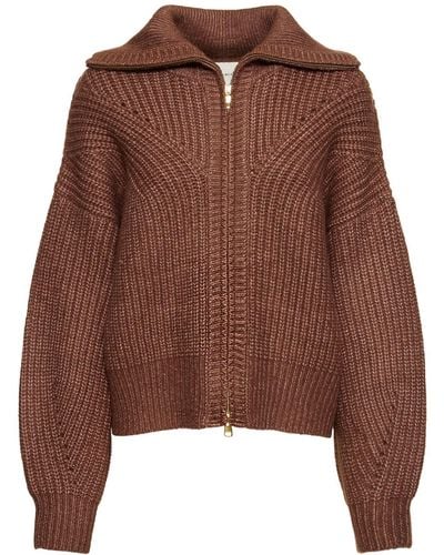 Varley Putney Knit Zip-Up Jumper - Brown