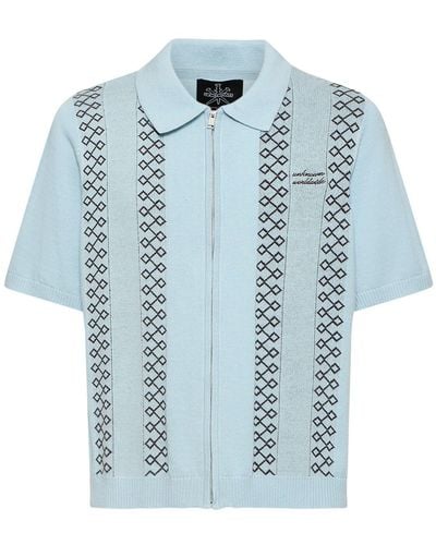 Unknown Short Sleeve Knit Polo - Blue
