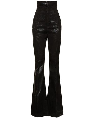 Rick Owens Dirty Bolan Coated Cotton Flared Trousers - Black