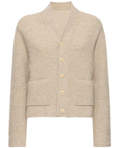 Lemaire Cropped Wool Cardigan - Natural