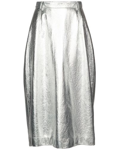Balenciaga メタリックレザースカート - グレー