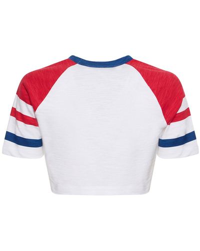 DSquared² T-shirt cropped in jersey di cotone con logo - Rosso