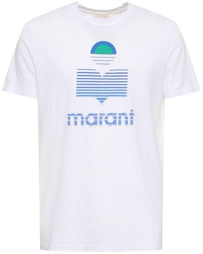 Isabel Marant Camiseta de jersey de lino con logo - Blanco