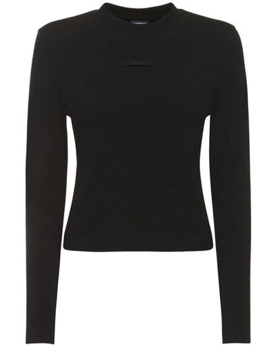 Jacquemus Le T-Shirt Gros Grain Long Sleeve Top - Black