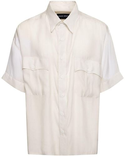 Giorgio Armani Kurzärmeliges Hemd Aus Seide Und Lyocell - Weiß