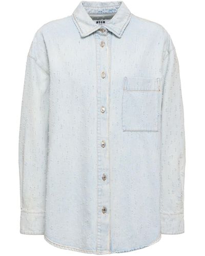 MSGM Chemise en denim de coton - Bleu