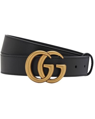 Gucci Gg ゴールドバックルレザーベルト 3cm - ホワイト