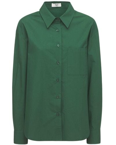 Frankie Shop Lui Organic Cotton Poplin Shirt - Green