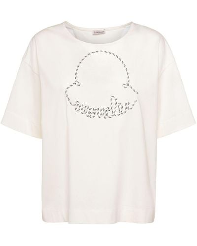 Moncler T-shirt Aus Baumwolle - Weiß