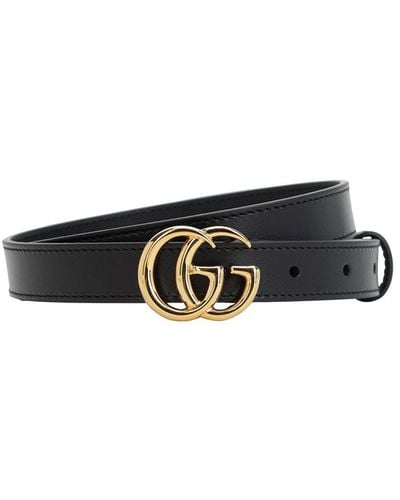 Gucci 2cm gg Marmont Shiny Leather Belt - White