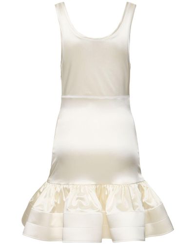 Patou Ruffled Stretch Satin Mini Dress - White