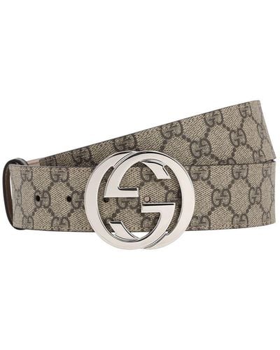 Gucci 4cm gg Supreme Logo Coated Canvas Belt - Metallic