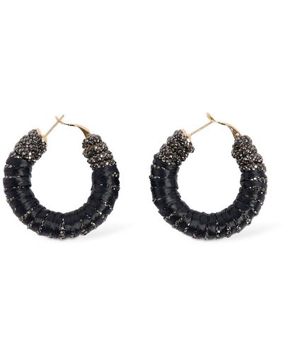 Rosantica Lula Raffia Hoop Earrings - Black