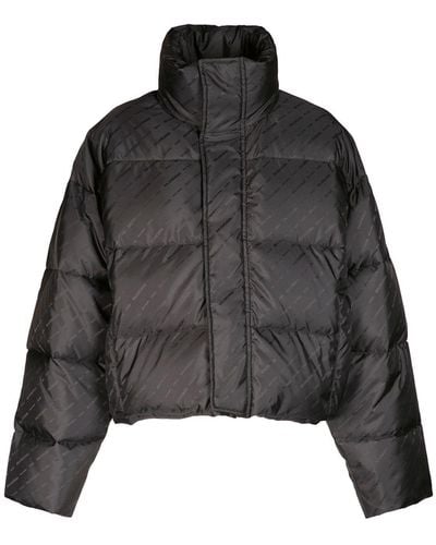 Balenciaga Jacquard Logo Nylon Puffer Jacket - Black