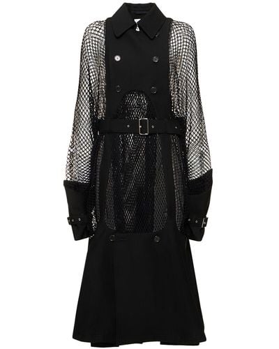 Noir Kei Ninomiya Manteau mi-long en laine et mohair avec ceinture - Noir