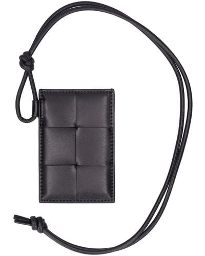 Bottega Veneta Cassette Leather Id Card Holder - Black