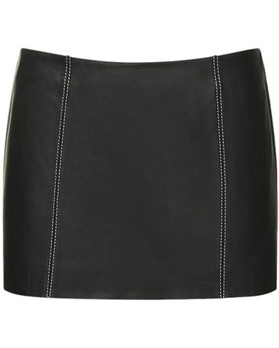 Reformation Veda Veranda Low Rise Leather Mini Skirt - Black