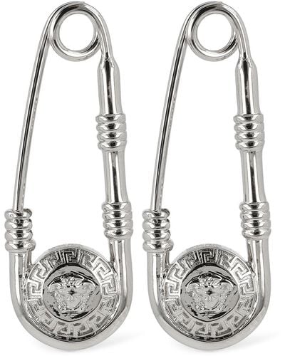 Versace Metal Logo Earrings - Metallic