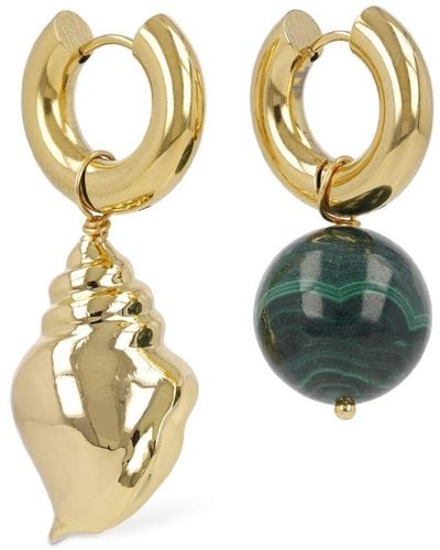 Timeless Pearly Pearl & Shell Mismatched Earrings - Metallic