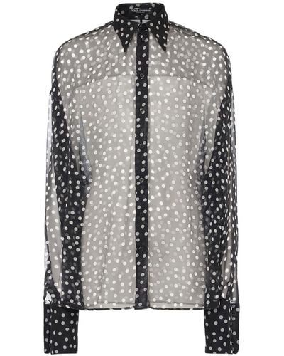 Dolce & Gabbana Camisa de chifón con lunares - Negro