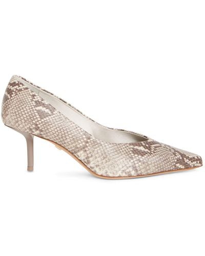 Max Mara 65mm Python Print Leather Court Shoes - Natural