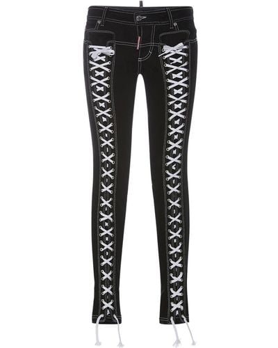 DSquared² Denim Lace-up Skinny Trousers - Black
