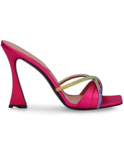 D'Accori 100mm Lust Satin & Crystals Sandals - Pink