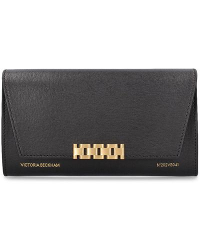 Victoria Beckham Leather Wallet W/chain - Gray