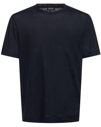 ZEGNA Pure Linen Jersey T-shirt - Blue
