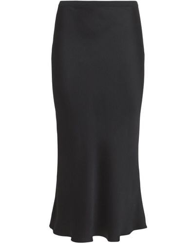 Anine Bing Bar Silk Satin Midi Skirt - Black