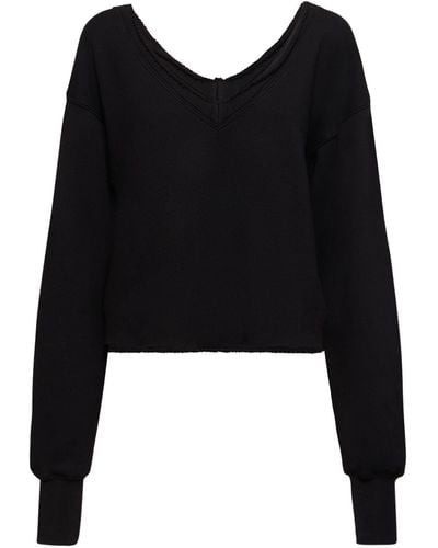 Les Tien Double V Roll Neck Sweatshirt - Black