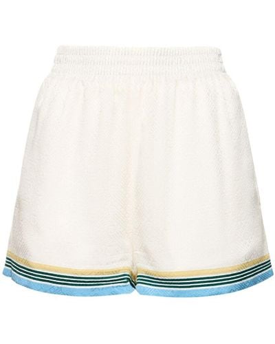 Casablancabrand Printed Silk Satin Shorts - White