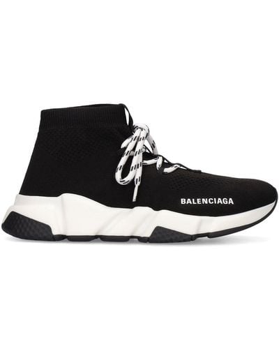 Balenciaga 30Mm Speed Knit Lace-Up Trainers - Black