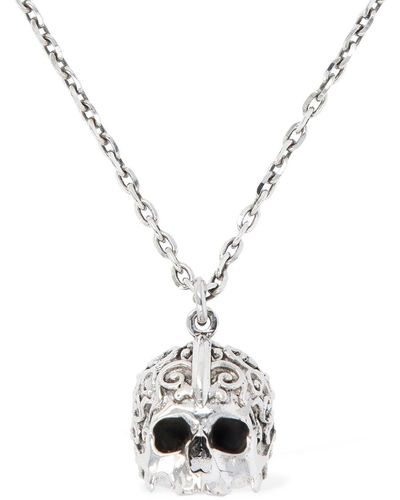 Emanuele Bicocchi Large Arabesque Skull Charm Necklace - Mettallic