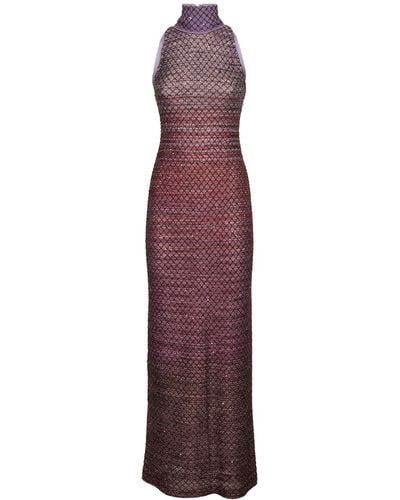 Missoni Degradé Rhombus Sequined Long Dress - Purple